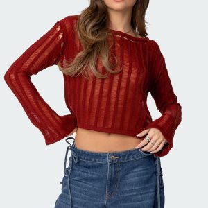 Sagir Sheer Ladder Knit Top