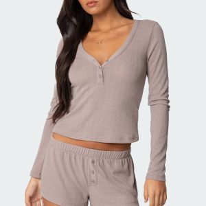 Keely Pointelle Henley Top