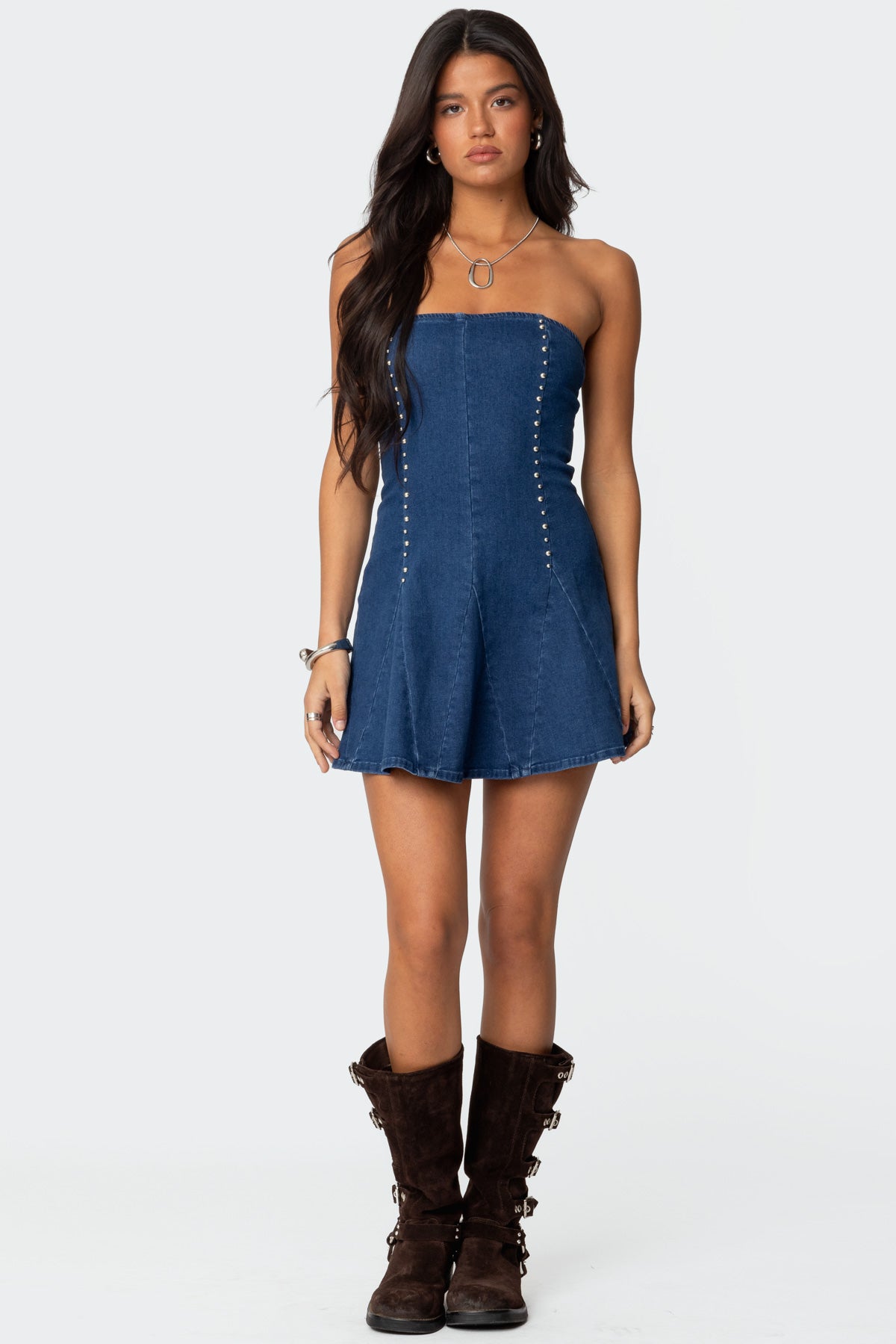 Fara Strapless Denim Mini Dress - Image 3
