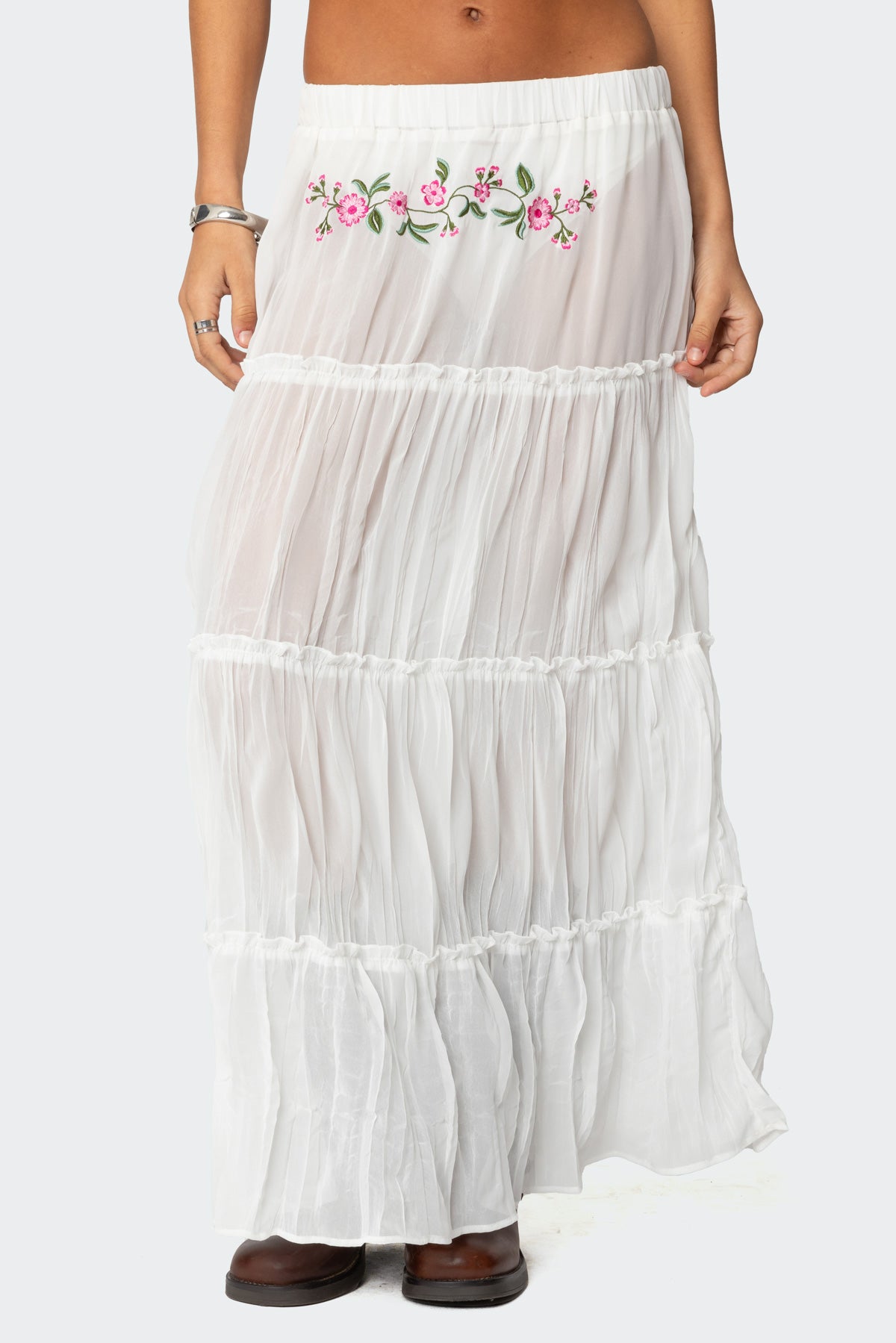 Tai Embroidered Tiered Maxi Skirt - Image 2