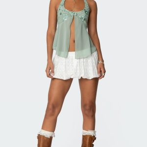 Livvie Eyelet Bubble Mini Skirt