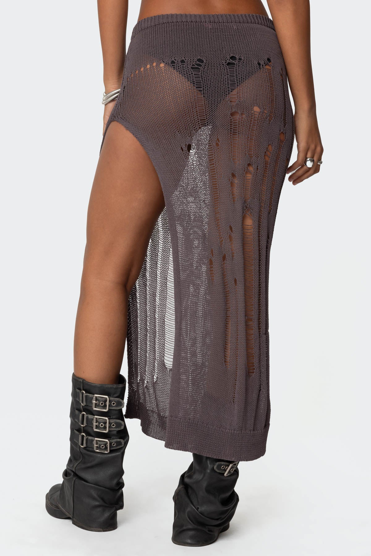 Jaynie Distressed Knit Maxi Skirt - Image 5