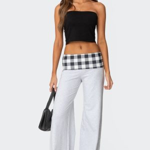Beth Gingham Fold Over Pants