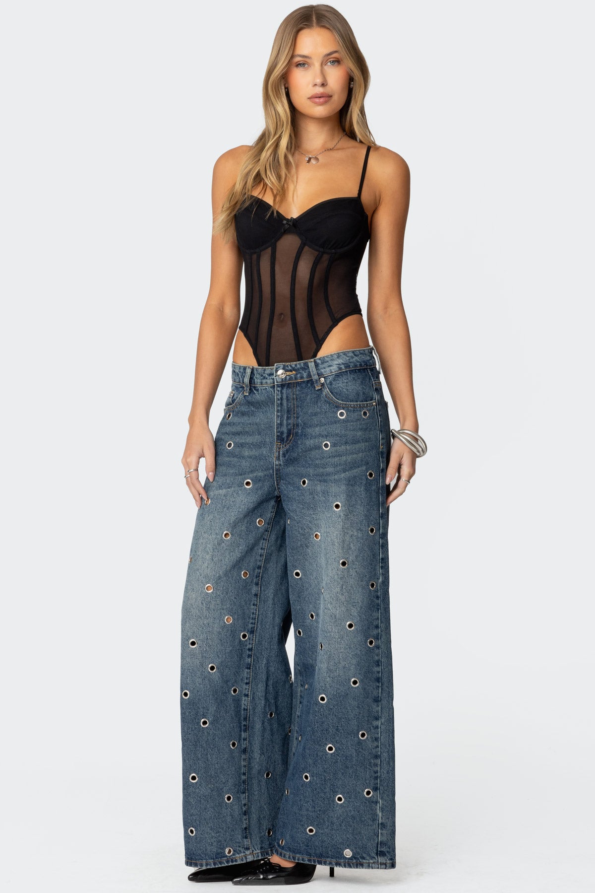 Jainie Grommet Low Rise Jeans - Image 3