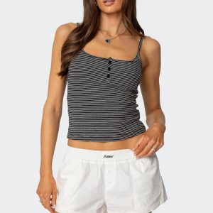Striped Henley Tank Top