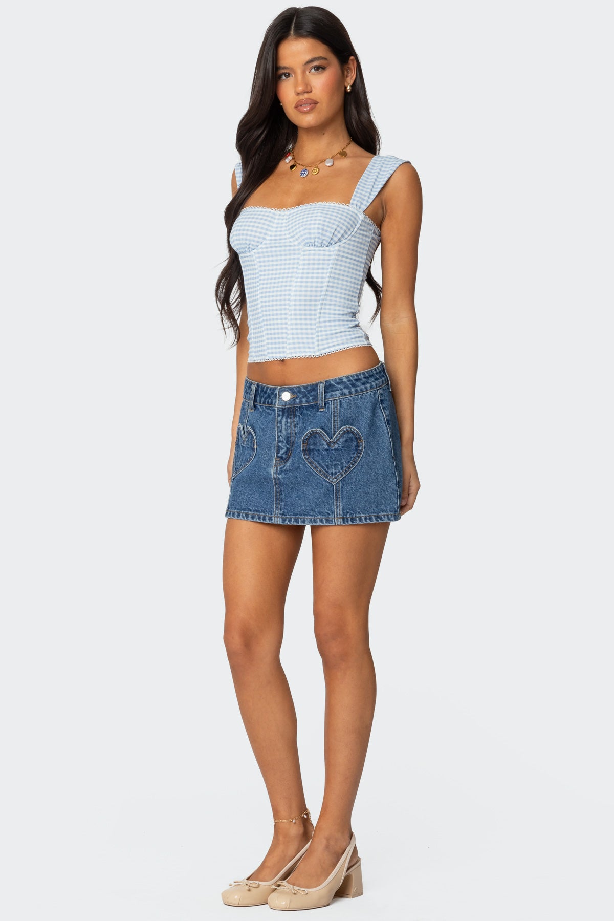 Heart Pocket Denim Mini Skirt - Image 4