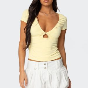 Burkley Keyhole Gathered Top