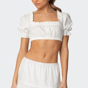 Lenora Puffed Sleeve Crop Top