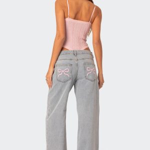 Bow Pocket Relaxed Jeans