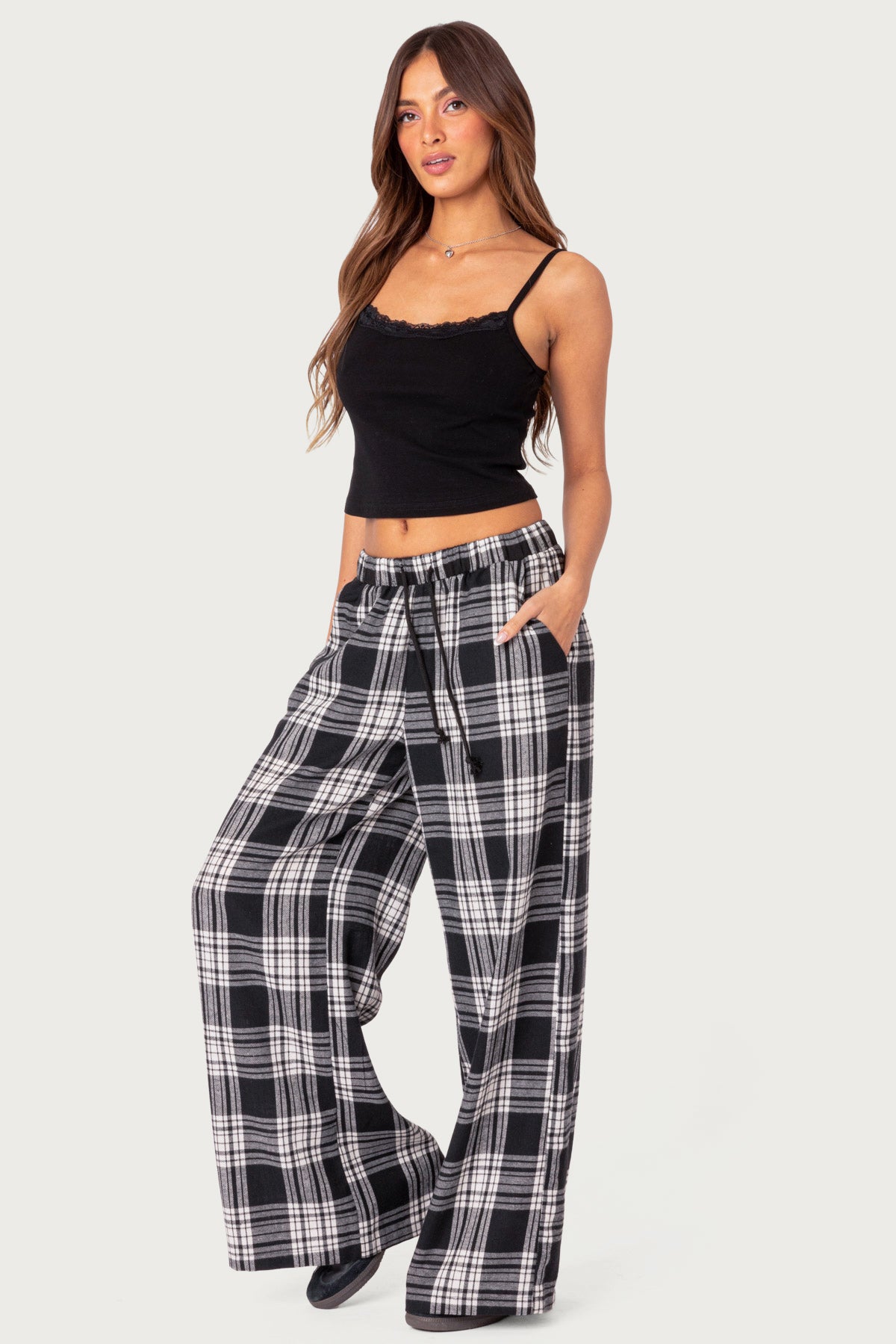 Lounge Around Plaid Wide Leg Pants - Image 3