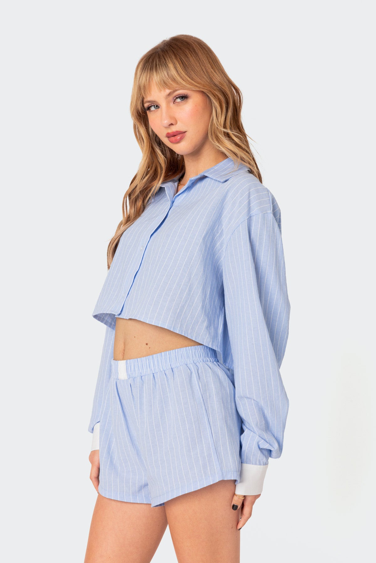 Lea Cropped Button Up Shirt - Image 4