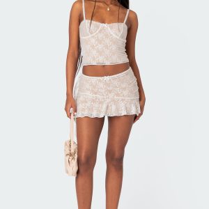 Maria Lace Ruffled Mini Skirt