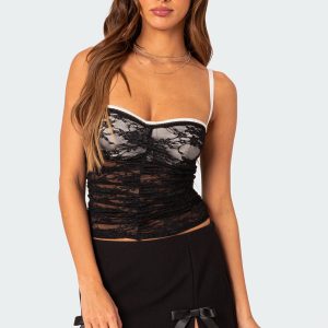 Eleanor Bra Detail Sheer Lace Top