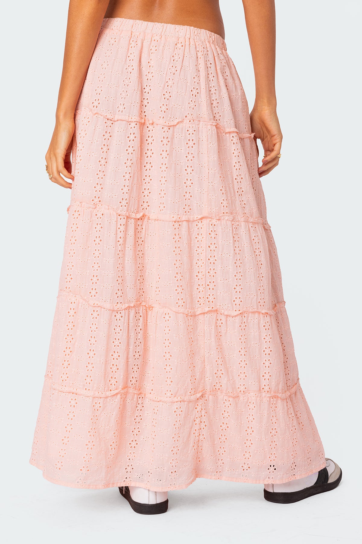 Tiered Eyelet Slitted Maxi Skirt - Image 5