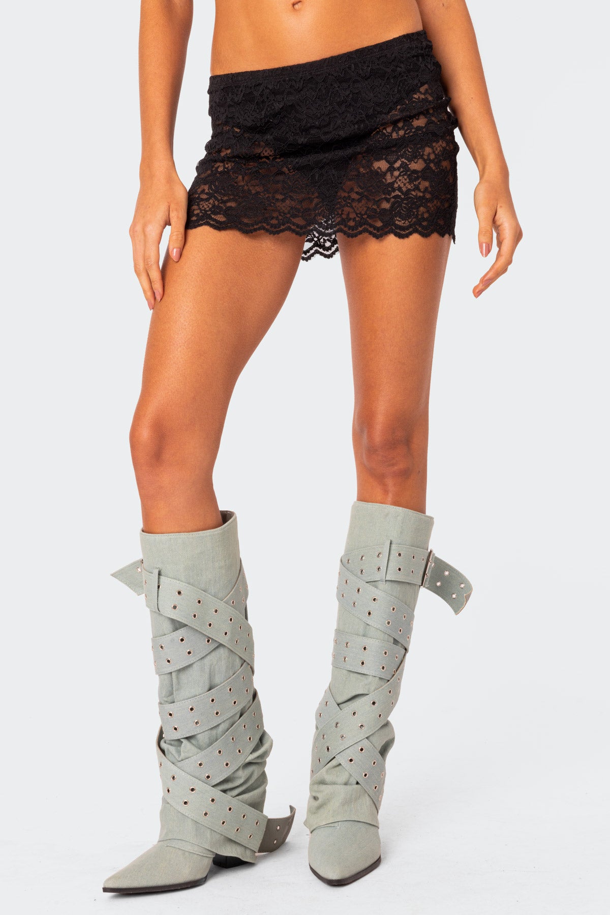 Kaylie Sheer Lace Mini Skirt - Image 2