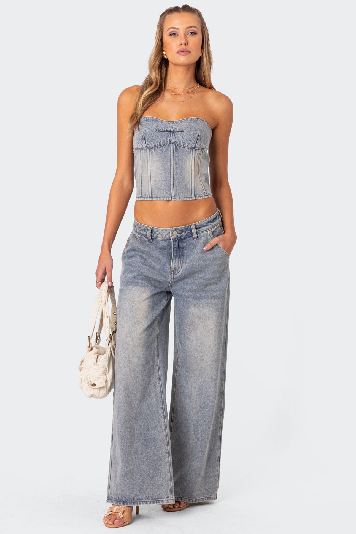 Myla Washed Denim Corset - Image 2
