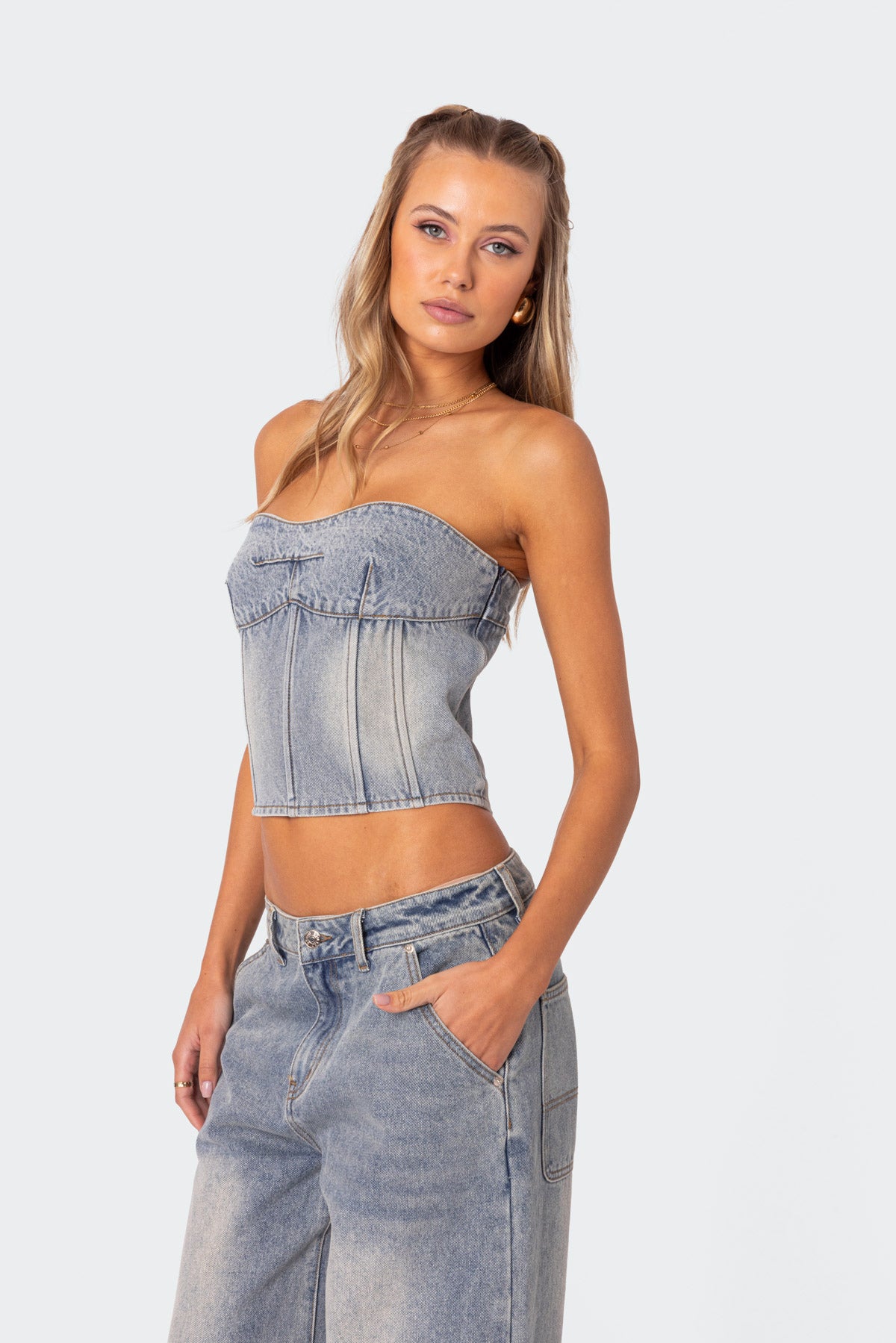 Myla Washed Denim Corset - Image 5