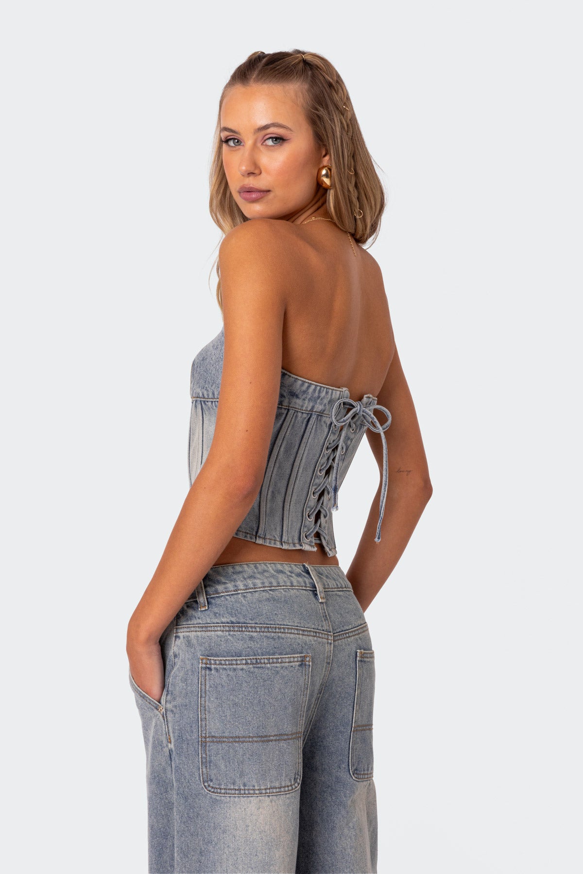 Myla Washed Denim Corset - Image 3