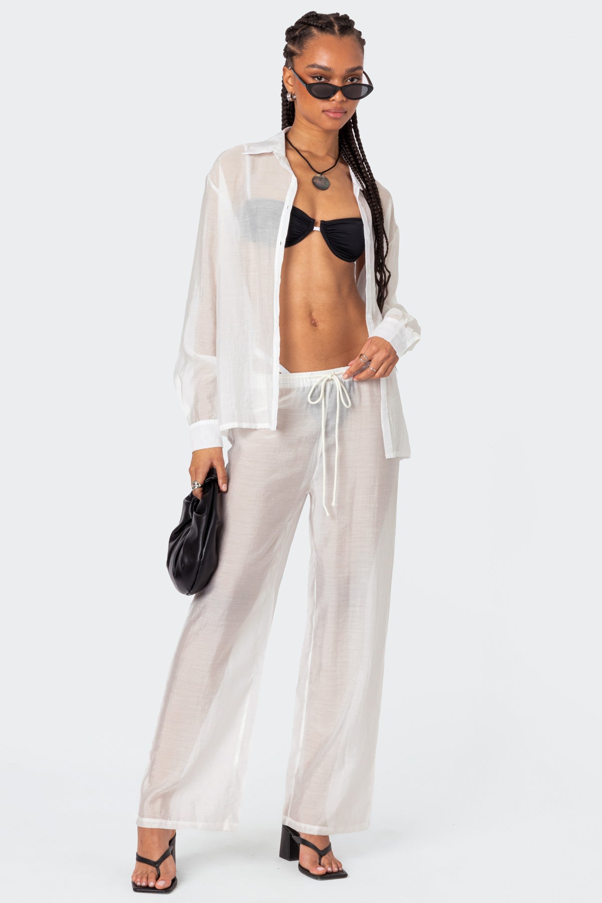 Breezy Oversized Sheer Button Up Shirt - Image 2