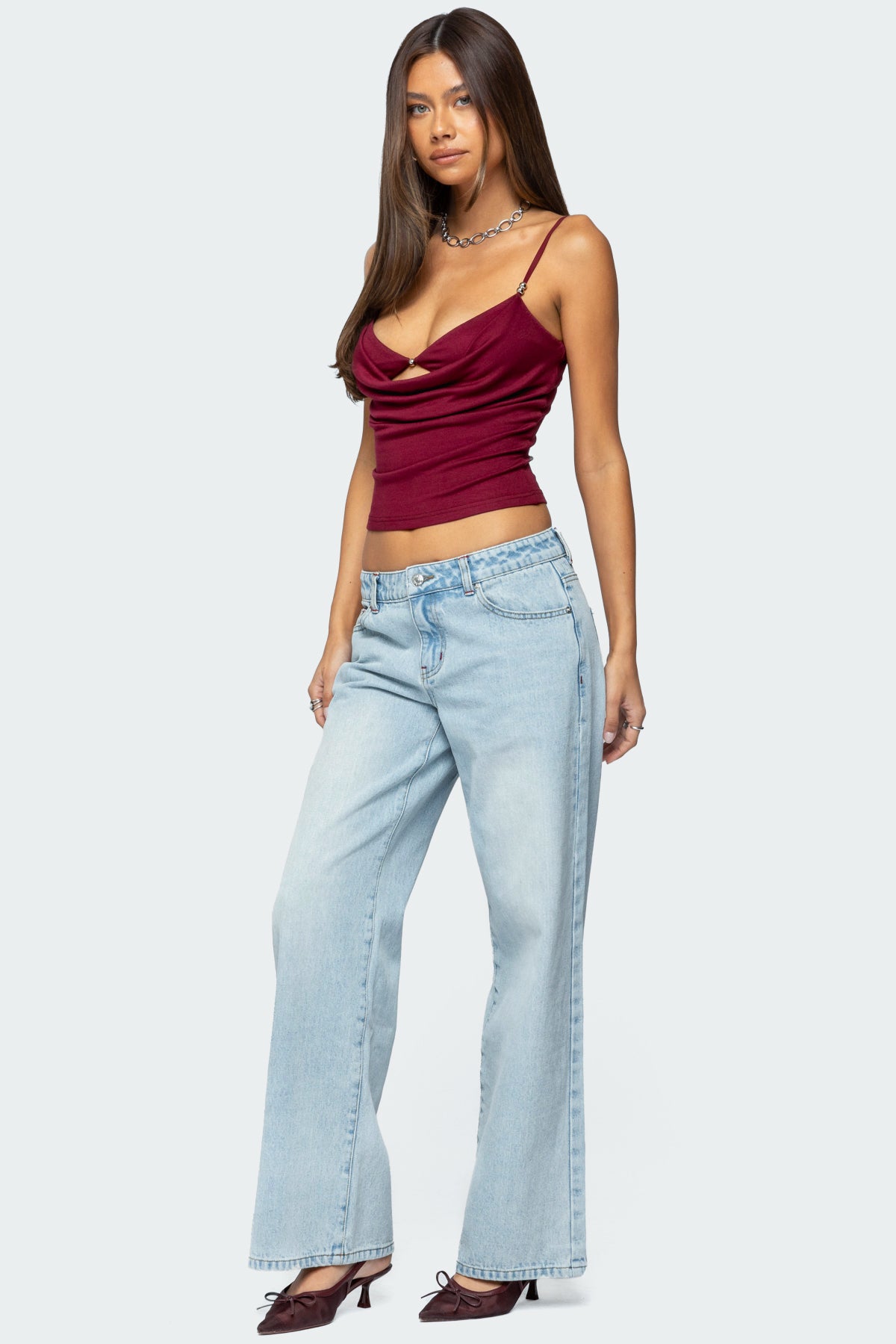 Layered Bra Cowl Neck Top - Image 4