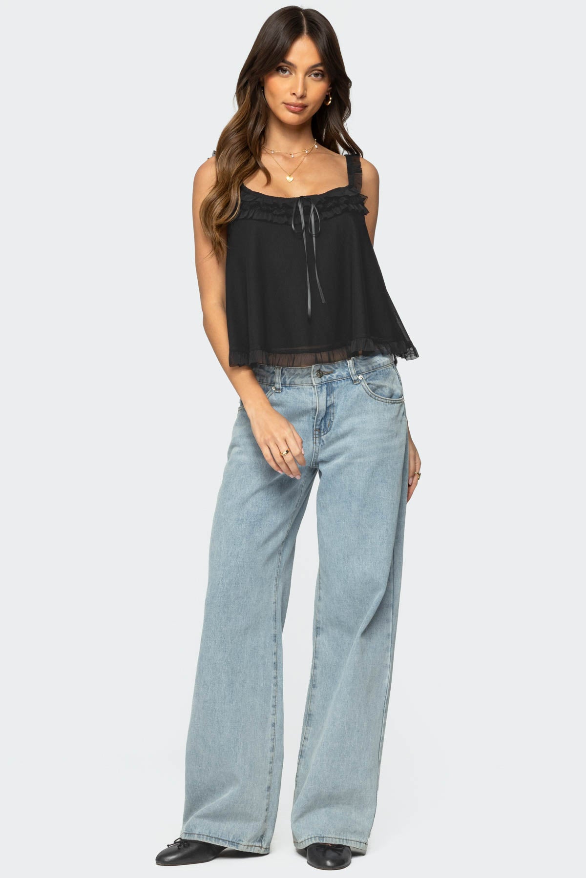 Ruffle Mesh Babydoll Tank Top - Image 5