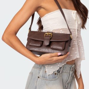 Faux Leather Buckle Bag
