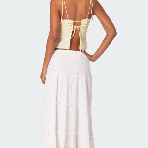 Billie Open Tie Back Gingham Top