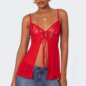 Mimosa Sheer Lace Long Tank Top