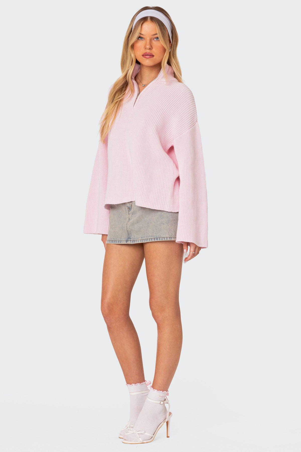 Amour High Neck Oversized Zip Sweater - Image 4