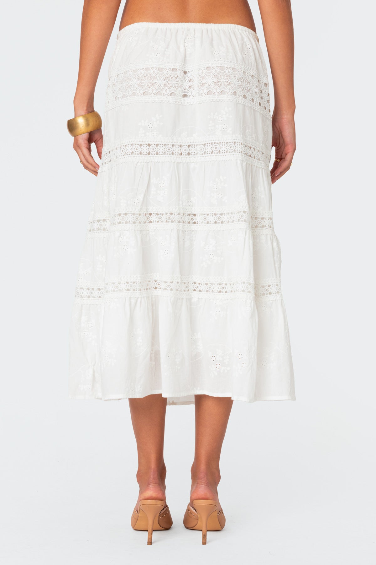 Tiered Cotton Lace Midi Skirt - Image 5