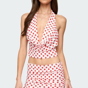Zoe Polka Dot Cowl Neck Top