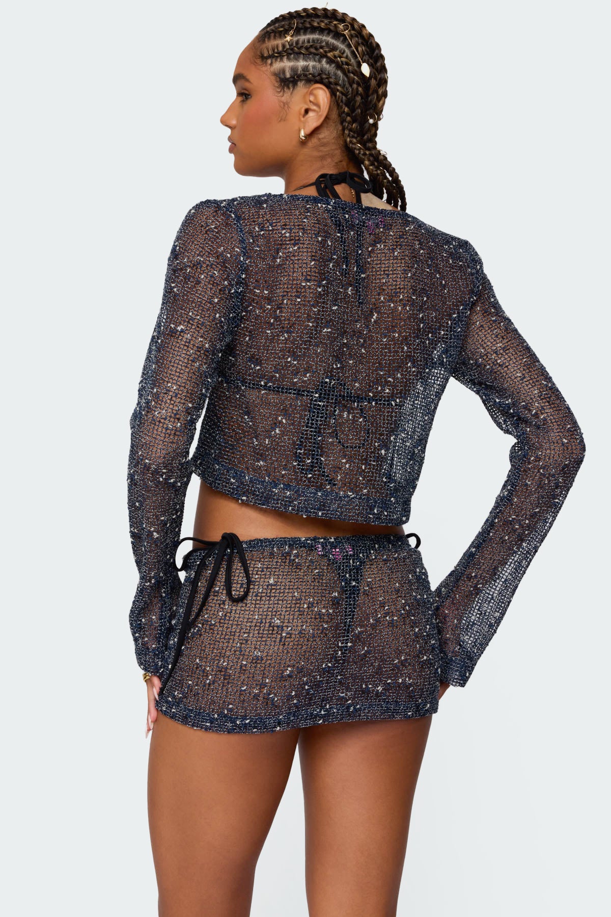 Idra Crochet Net Tie Front Top - Image 4