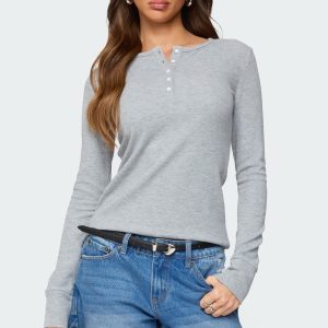 Helaine Waffle Henley T Shirt