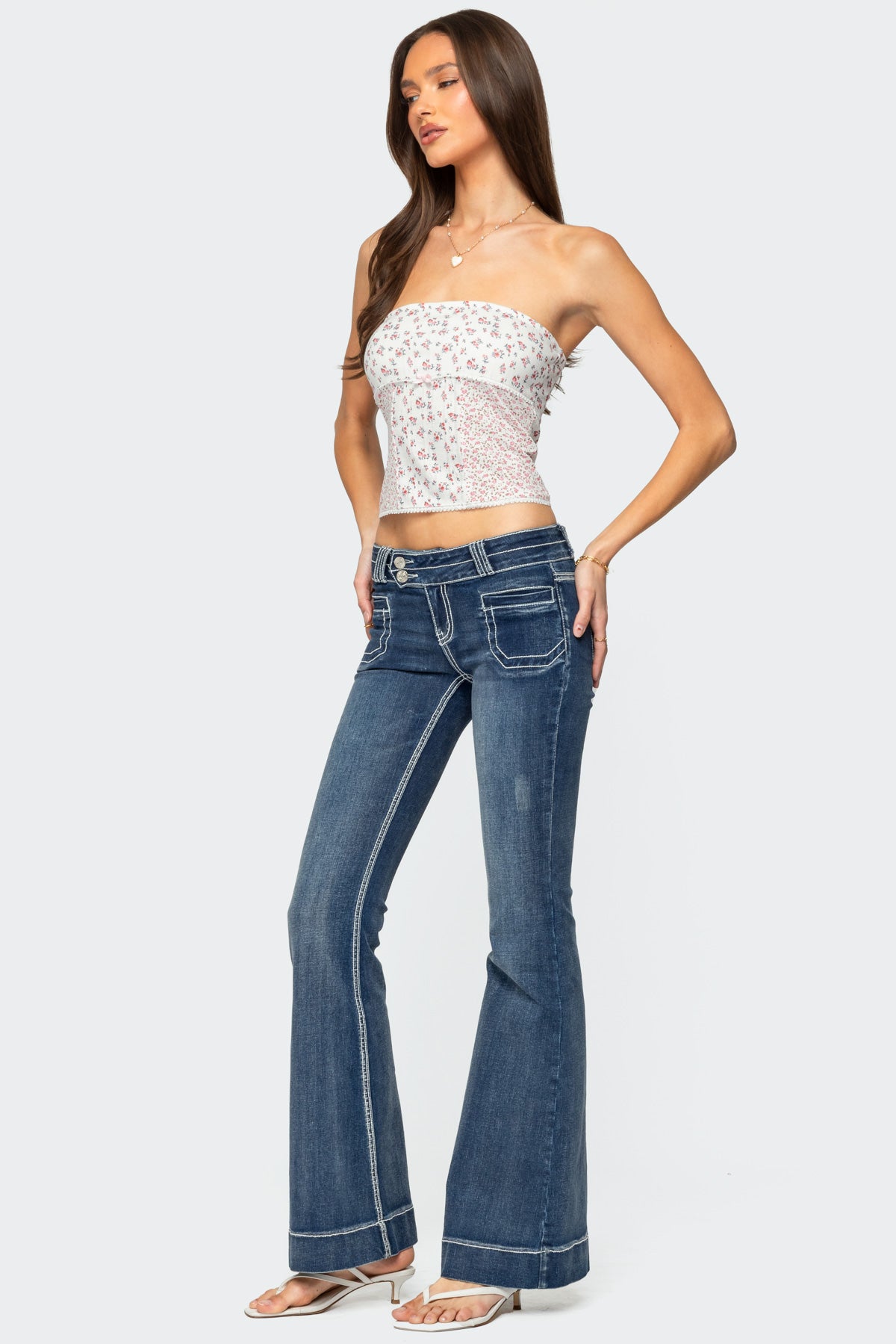 Mixed Floral Pointelle Tube Top - Image 4