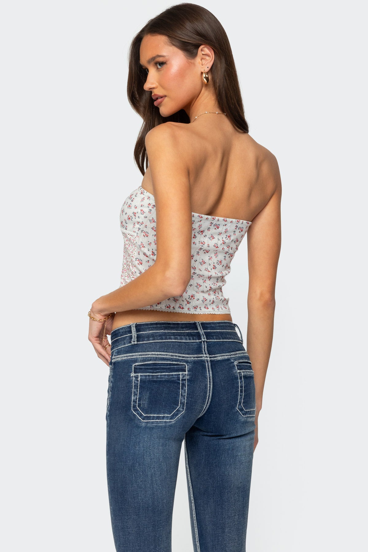 Mixed Floral Pointelle Tube Top - Image 5