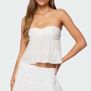 Dora Strapless Eyelet Babydoll Top