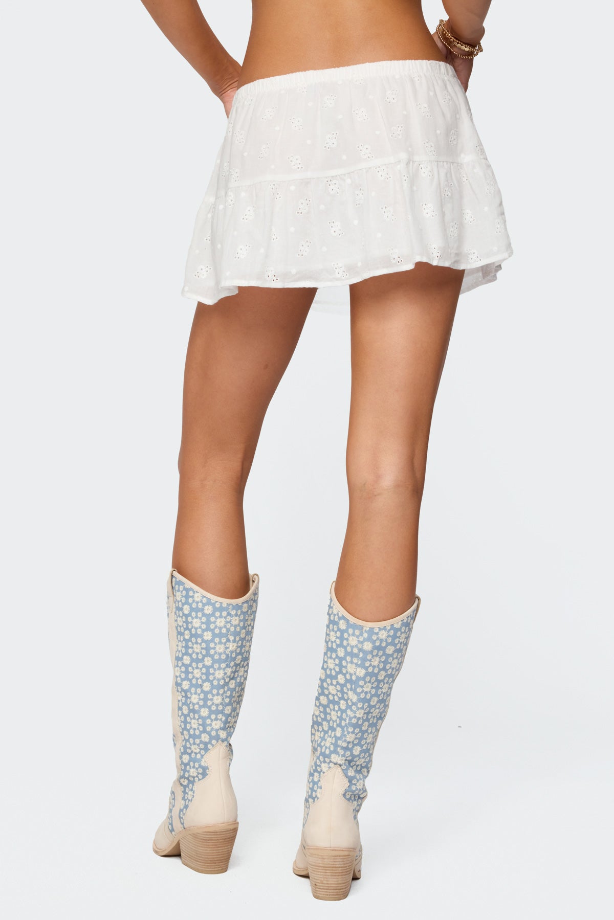 Dora Eyelet Flared Mini Skirt - Image 5