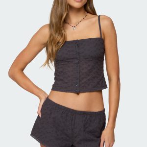 Shaya Button Up Eyelet Tank Top