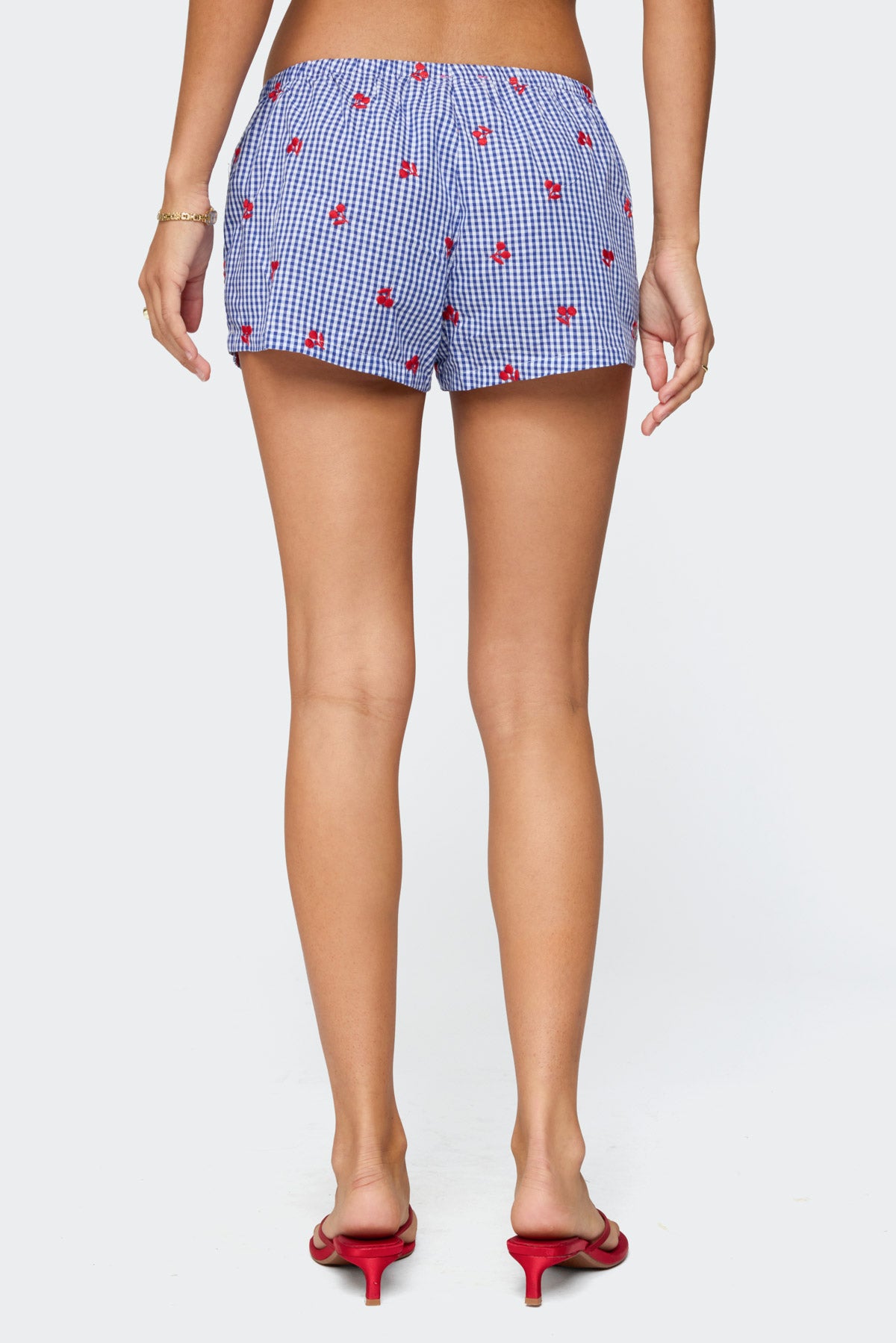 Cherry Embroidered Gingham Boxer Shorts - Image 5