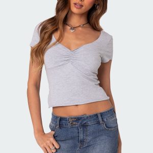 Ava V Neck Ruched Top