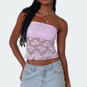 Ballet Sheer Lace Tube Top