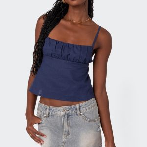 Linen Look Open Back Top