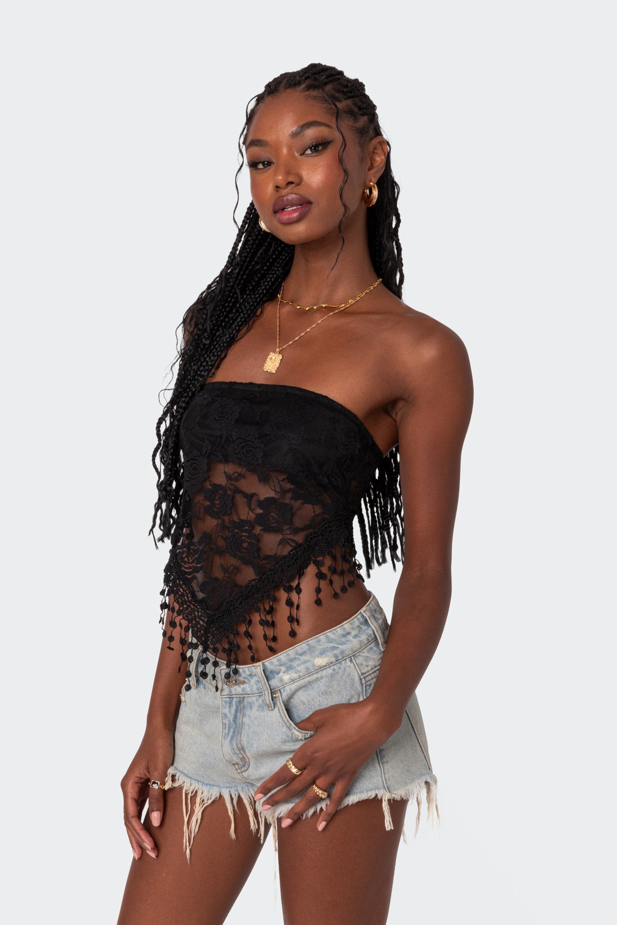 India Sheer Lace Strapless Top - Image 3
