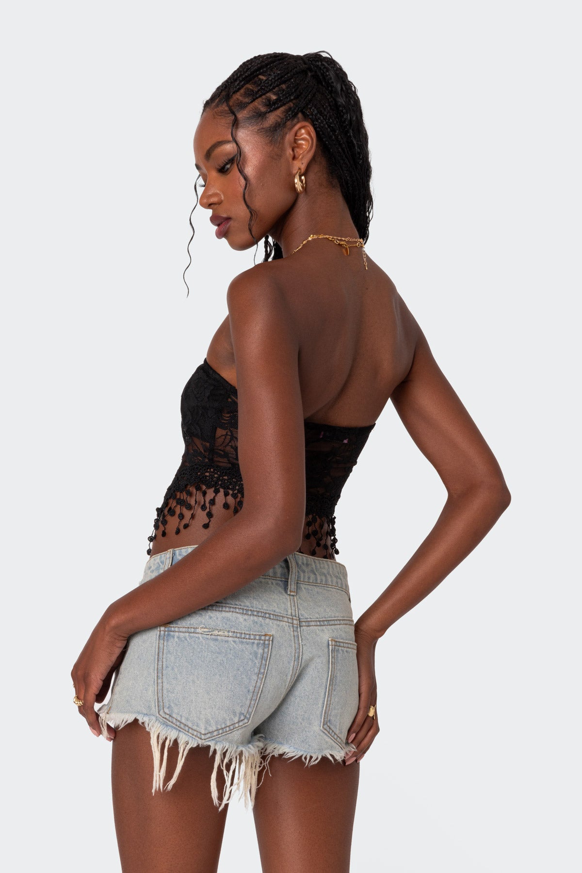 India Sheer Lace Strapless Top - Image 4