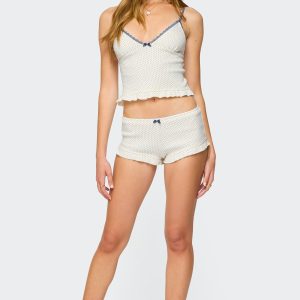 Avalon Dotted Pointelle Ruffle Shorts