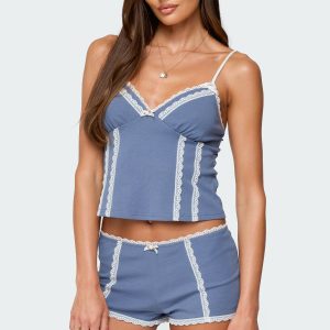 Eliane Contrast Lacey Tank Top