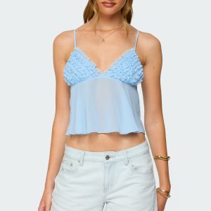 Ruffle Sheer Chiffon Babydoll Tank Top