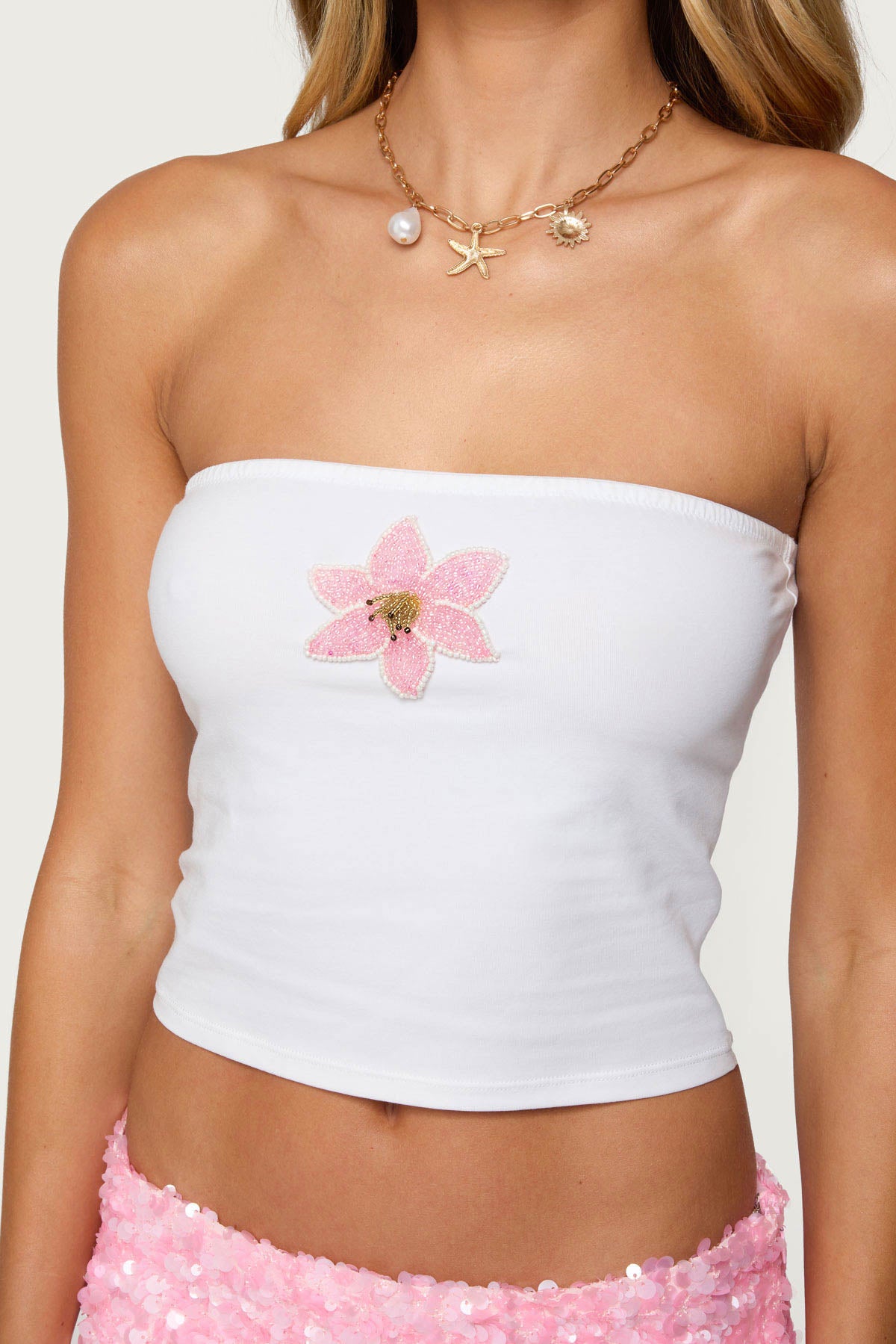 Luli Beaded Flower Tube Top - Image 2