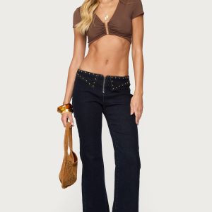 Carys Studded Low Rise Flared Jeans