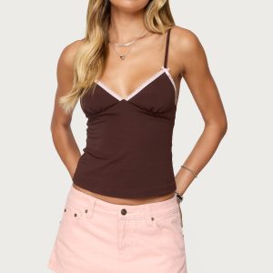 Ruelle Contrast Frill Tank Top